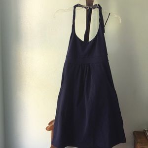 Susana Monaco navy blue halter dress with pockets